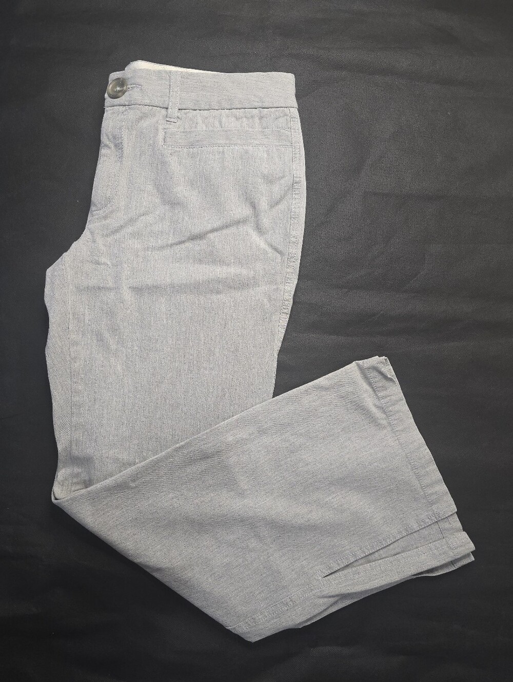 Banana Republic Factory Gray Pants Mid Rise Flare Split Cuff Cotton Stretch 12R